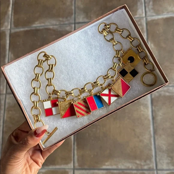 C. Wonder Vintage Nautical Flag Statement Necklace